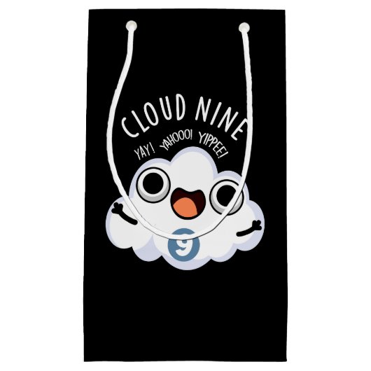 Cloud Nine Grappig Weer Pun Dark BG Klein Cadeauzakje (Voorkant)