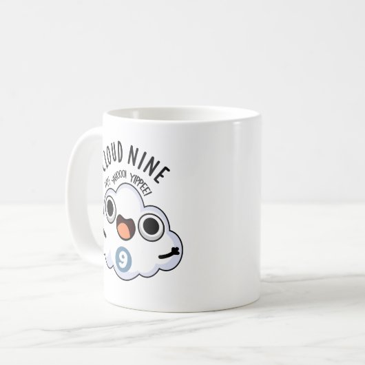 Cloud Nine Grappig Weer Pun Koffiemok (Voorkant links)