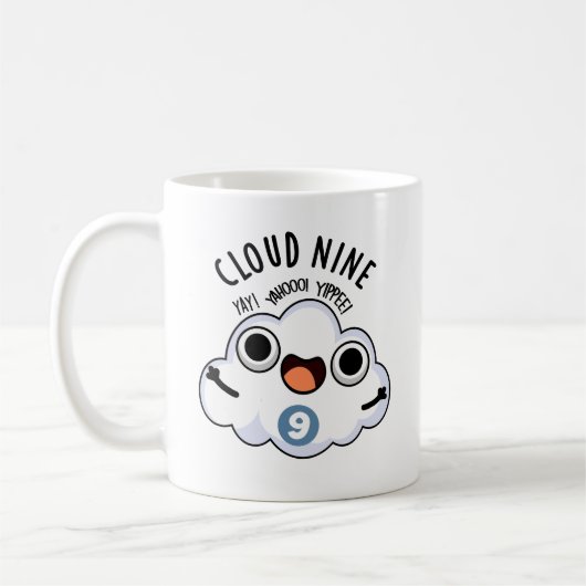 Cloud Nine Grappig Weer Pun Koffiemok (Links)