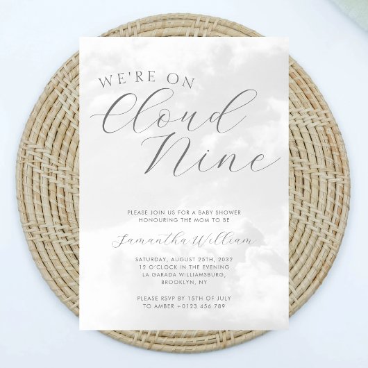 Cloud Nine Grey Genderneutraal Baby shower Kaart