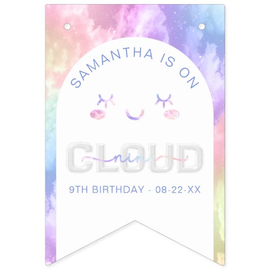 Cloud Nine Happy Birthday Banner – Waterverf verle (Eerste vlag)