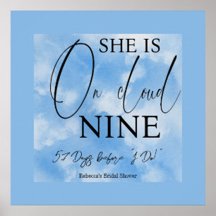 Cloud Nine Hemelblauw Aquarel Bruidsdouche Poster