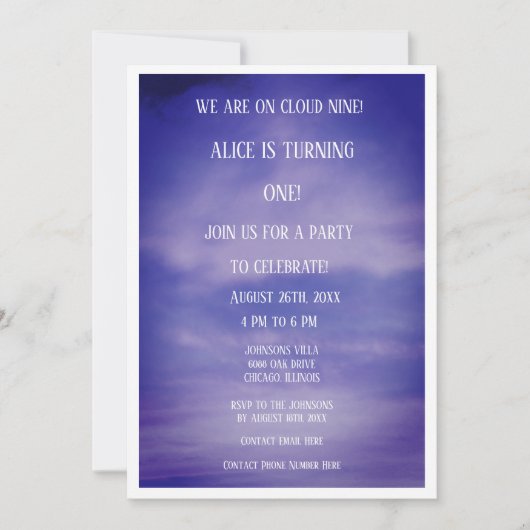 Cloud Nine Jongens Meisjes 1e Eerste Verjaardag QR Kaart (Voorkant)