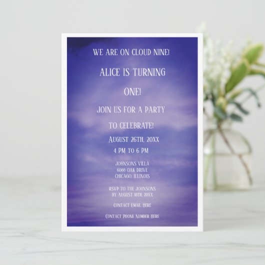 Cloud Nine Jongens Meisjes 1e Eerste Verjaardag QR Kaart (Staand voorkant)