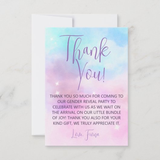 Cloud Nine Meisje Baby shower Bedankkaart (Voorkant)