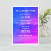 Cloud Nine Meisje Baby shower Blauw Roze Kleurrijk Kaart (Staand voorkant)