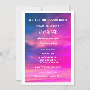 Cloud Nine Meisje Baby shower Kleurrijke Roze Kuns Kaart