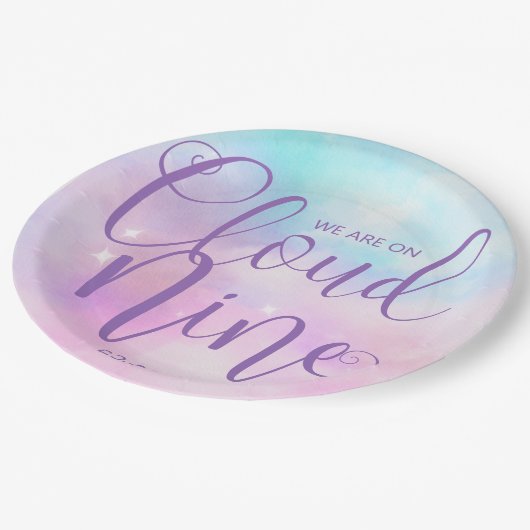 Cloud Nine Meisje Baby shower Papieren Bordje (Gekanteld)