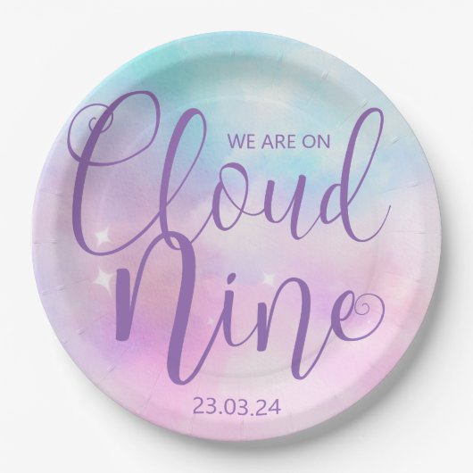 Cloud Nine Meisje Baby shower Papieren Bordje (Voorkant)