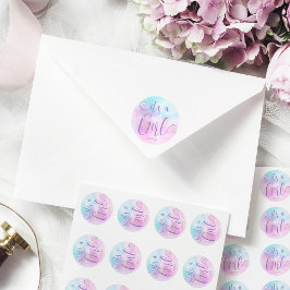Cloud Nine Meisje Baby shower Ronde Sticker