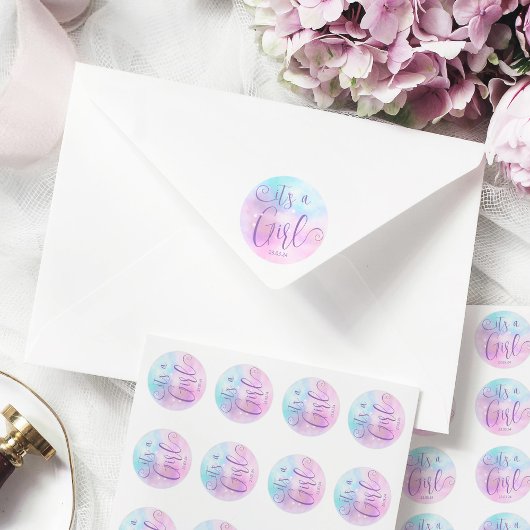 Cloud Nine Meisje Baby shower Ronde Sticker