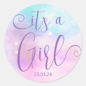 Cloud Nine Meisje Baby shower Ronde Sticker (Voorkant)
