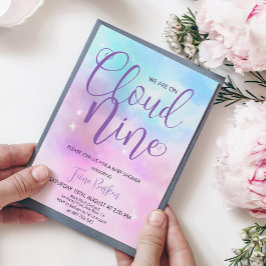Cloud Nine Meisje Baby shower Uitnodiging. Kaart