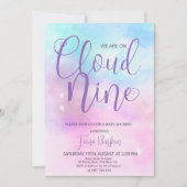 Cloud Nine Meisje Baby shower Uitnodiging. Kaart (Voorkant)