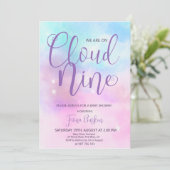 Cloud Nine Meisje Baby shower Uitnodiging. Kaart (Staand voorkant)