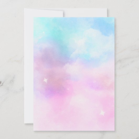 Cloud Nine Meisje Baby shower Uitnodiging. Kaart (Achterkant)