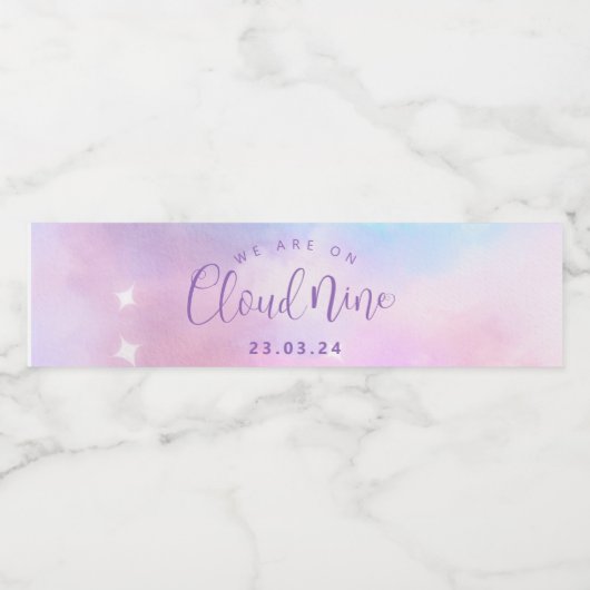 Cloud Nine Meisje Baby shower Waterfles Etiket (Enkel label)