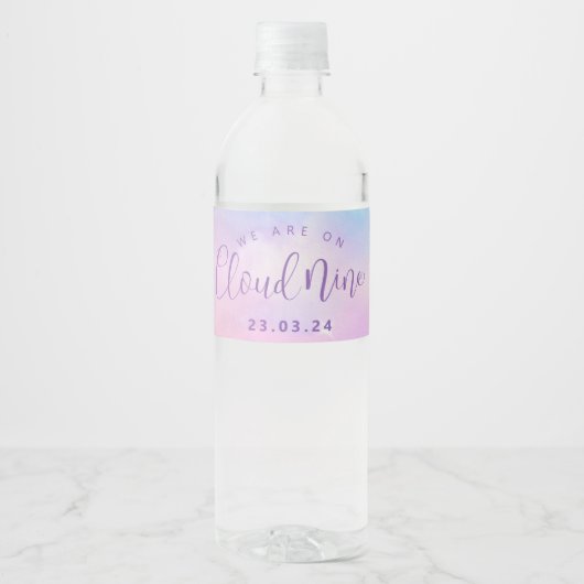 Cloud Nine Meisje Baby shower Waterfles Etiket (Voorkant)