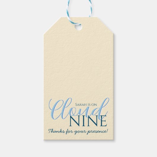 Cloud nine minimale moderne bruidsdouche  cadeaulabel (Voorkant)