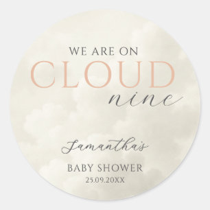 Cloud Nine Modern Baby shower Ronde Sticker