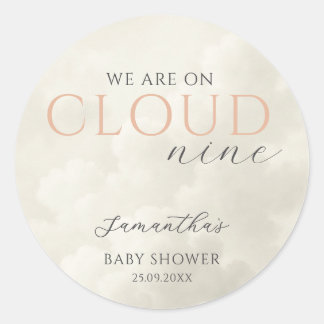 Cloud Nine Modern Baby shower Ronde Sticker