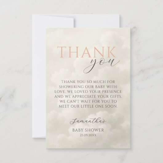 Cloud Nine Modern Baby Shower Thank You Bedankkaart (Voorkant)