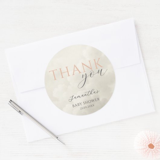 Cloud Nine Modern Baby Shower Thank You Ronde Sticker (Envelop)