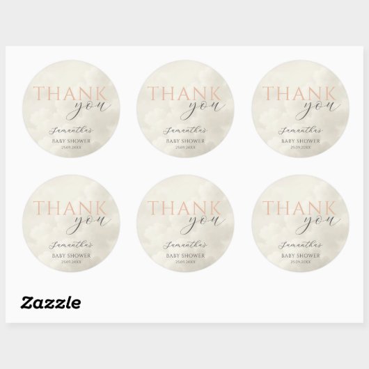 Cloud Nine Modern Baby Shower Thank You Ronde Sticker (Vel)