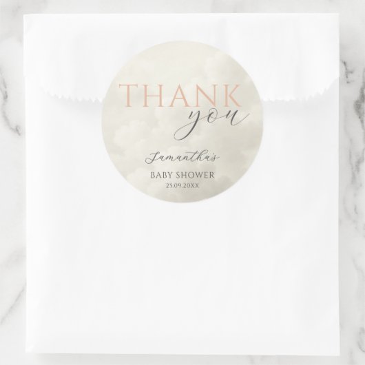 Cloud Nine Modern Baby Shower Thank You Ronde Sticker (Tas)