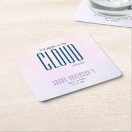 Cloud Nine Modern Paarse Blauwe Bruiloftsborrel Kartonnen Onderzetters