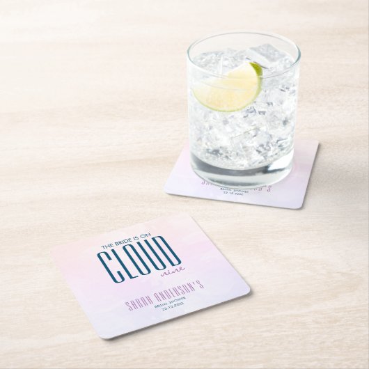 Cloud Nine Moderne Paarse Blauwe Bruiloftsborrel Kartonnen Onderzetters (Insitu)