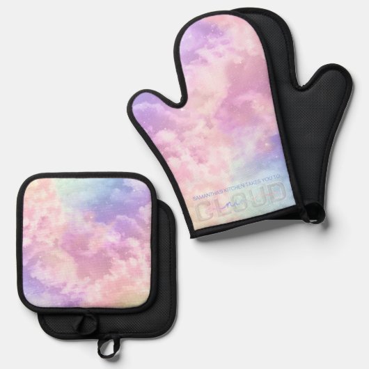 Cloud Nine Oven Mitt & Pot Holder Set – Rainbow Pa (Voorkant / Achterkant)