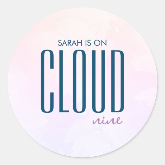 Cloud Nine Pastel Paars Blauw Modern Bruiloftsfees Ronde Sticker (Voorkant)