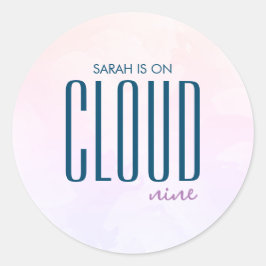 Cloud Nine Pastel Paars Blauw Modern Bruiloftsfees Ronde Sticker