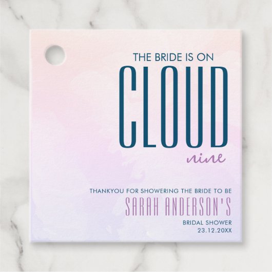 Cloud Nine Pastel Paarse Blauwe Dromerige Bruiloft Bedankjes Labels (Voorkant)