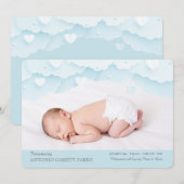Cloud Nine Photo Birth Announcement Blue Kaart (Voorkant / Achterkant)