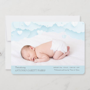 Cloud Nine Photo Birth Announcement Blue Kaart