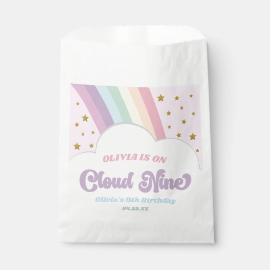 Cloud Nine Regenboog en Sterren 9e Verjaardagsfees Bedankzakje (Voorkant)