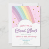 Cloud Nine Regenboog en Sterren 9e Verjaardagsfees Kaart (Voorkant)
