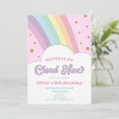 Cloud Nine Regenboog en Sterren 9e Verjaardagsfees Kaart (Staand voorkant)
