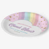 Cloud Nine Regenboog en Sterren 9e Verjaardagsfees Papieren Bordje (Gekanteld)