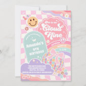 Cloud Nine Retro Groovy Daisy 9th Birthday Invitat Kaart (Voorkant)