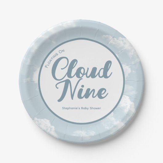 Cloud Nine Sky - Aangepast Baby shower Beschikbaar Papieren Bordje (Voorkant)