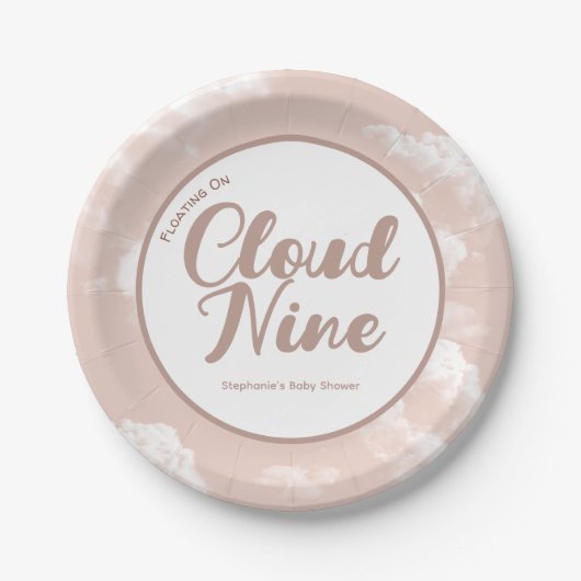 Cloud Nine Sky - Aangepast Baby shower Beschikbaar Papieren Bordje (Voorkant)