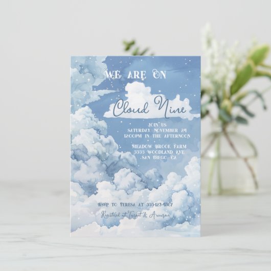 Cloud Nine Sky baby shower Kaart (Staand voorkant)