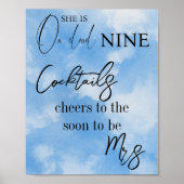 Cloud Nine Sky Blue Waterverf Vrijgezellenfeest Dr Poster (Voorkant)
