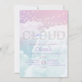 Cloud Nine Slaapfeest Uitnodiging – 9e Verjaardag (Voorkant)