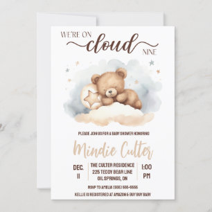 Cloud Nine, Slapen Teddybeer Baby shower Kaart