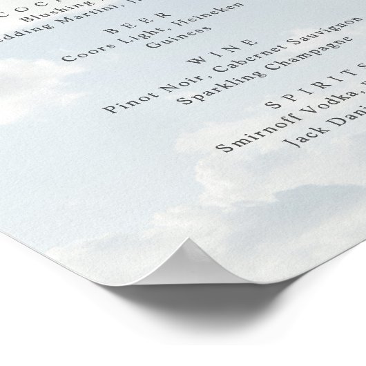 Cloud Nine Theme Cloud 9 Bar Menu Poster (Hoek)