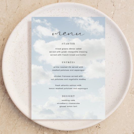 Cloud Nine Theme Cloud 9 Vrijgezellenfeest Bar Men Menu